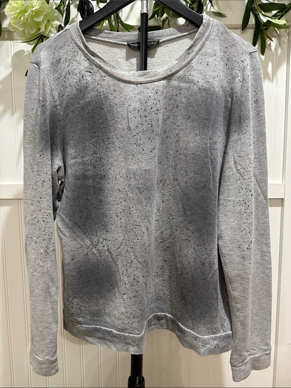 #762 GENERATION LOVE Speckled Gray Long-Sleeve Crewneck Top SOFT